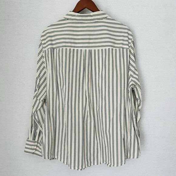 Ava & Viv Button Down Top Women 3X Cream Gray Stripe Embroider Floral Western - Picture 13 of 13
